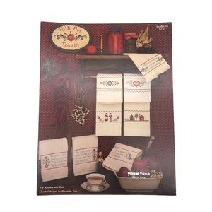 Vintage Cross Stitch Patterns, Folk Art Towels for Kitchen and Bath by Harriette